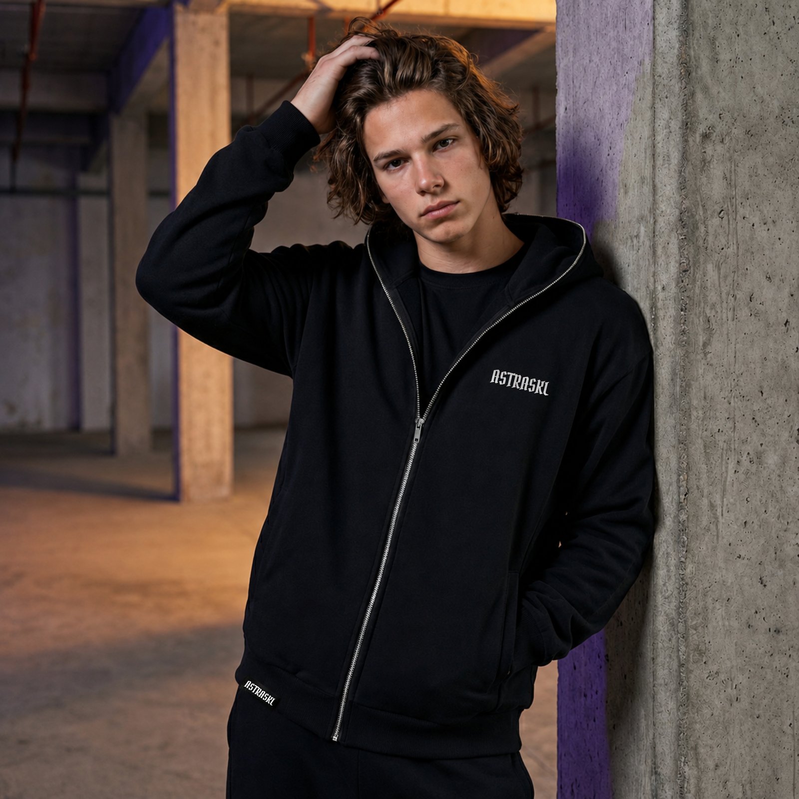Full Zip Hood Jacket – Black