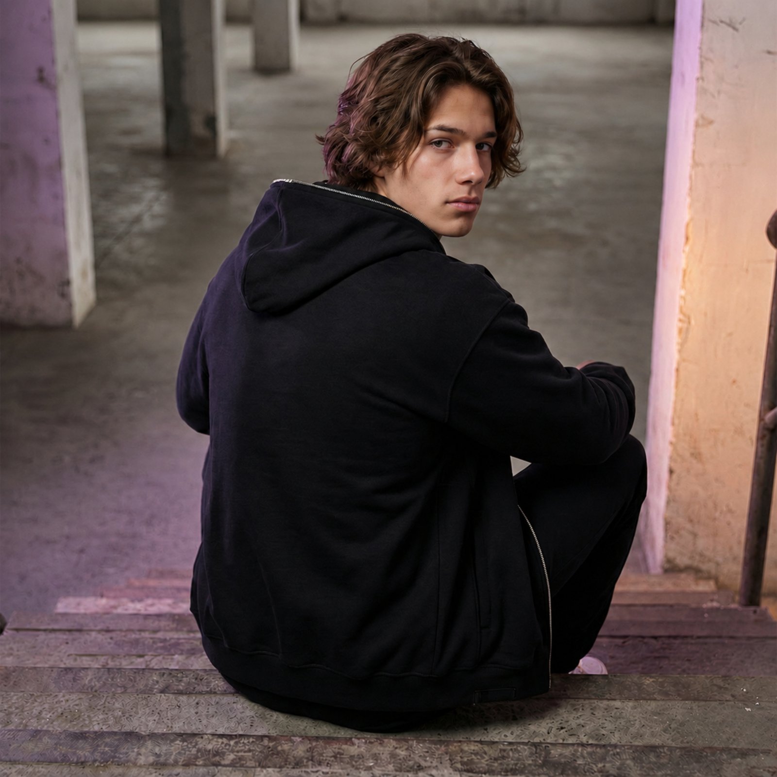 Full Zip Hood Jacket – Black