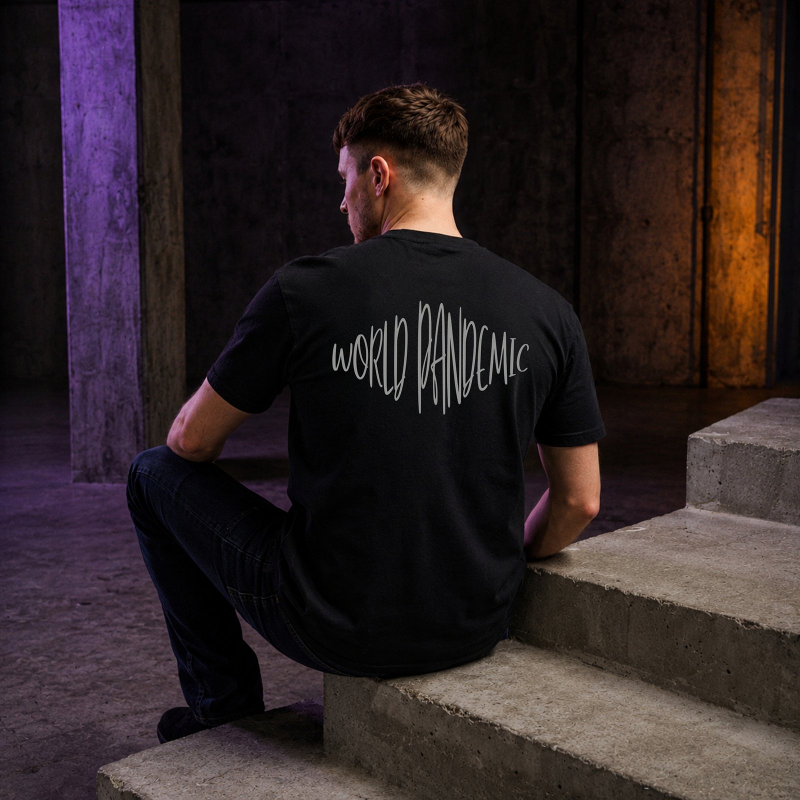 Grey World Pandemic T‑shirt – Black