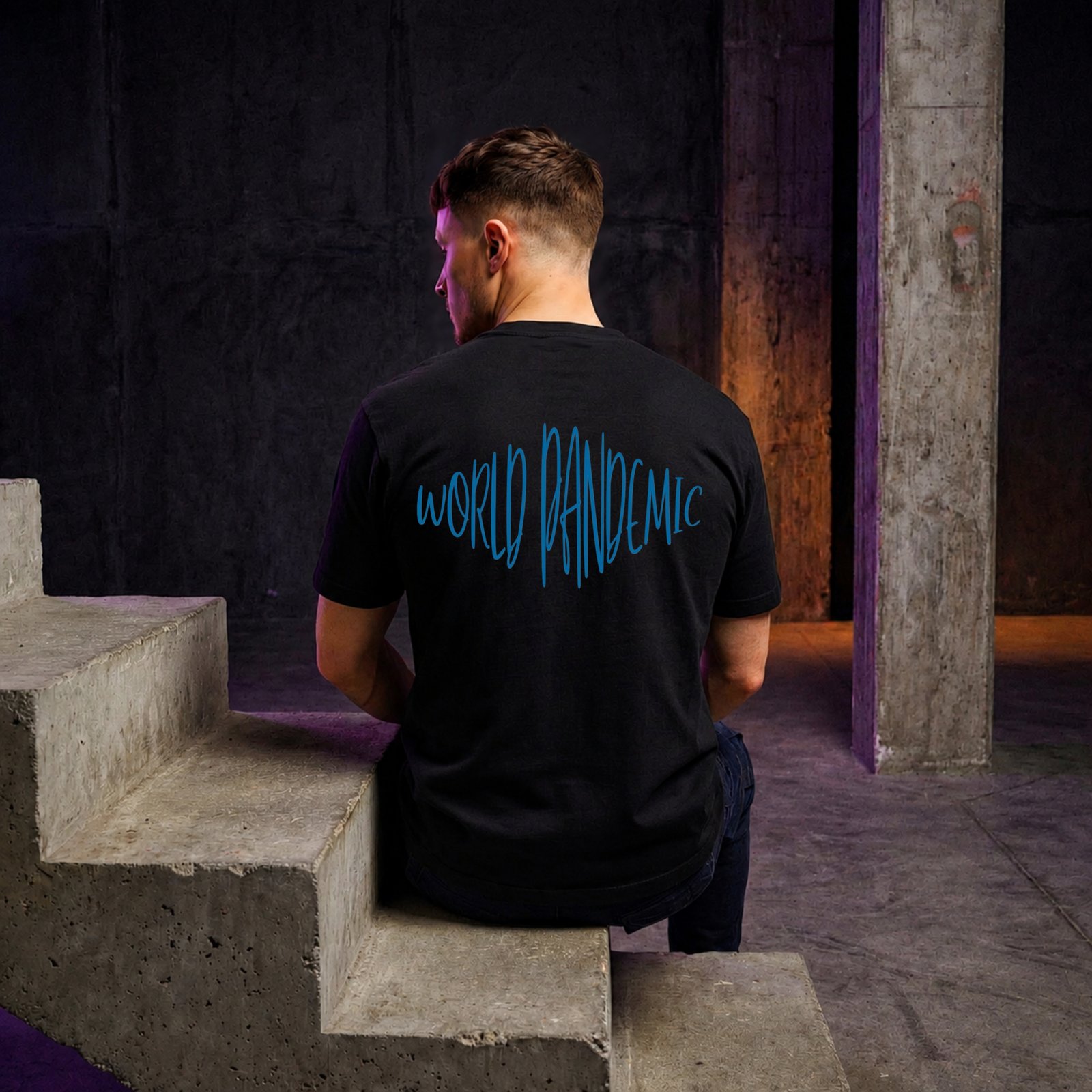 Blue World Pandemic T‑shirt – Black